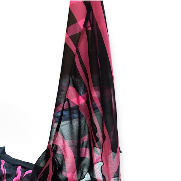 Y2K Forever 21 Chiffon Pink and Black Zebra Stripes Black Elastic Waist Size L - Picture 4 of 7